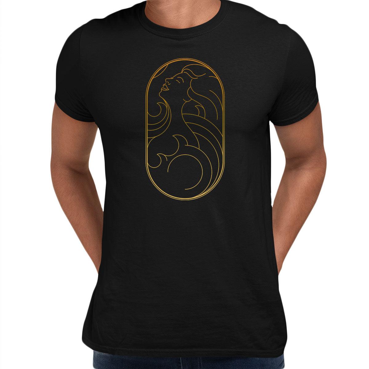 Art Deco Elegant Portraits Unisex T-shirt Golden Nostalgia Soft Line Design 3 - Kuzi Tees