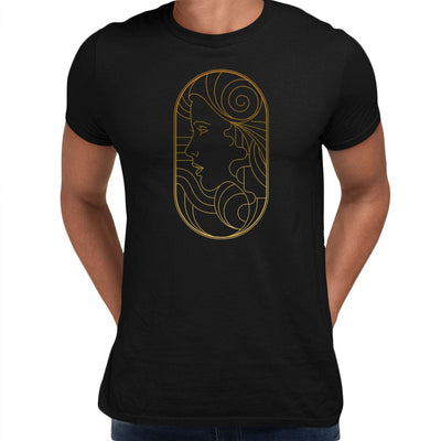 Art Deco Elegant Portraits Unisex T-shirt Golden Nostalgia Soft Line Design 8 - Kuzi Tees