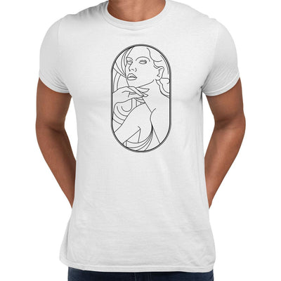 Art Deco Elegant Portraits Unisex T-shirt Golden Nostalgia Soft Line Design 5 - Kuzi Tees
