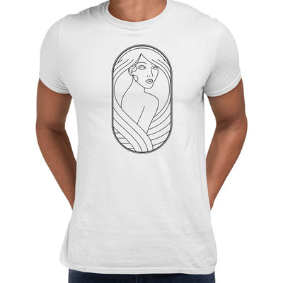 Art Deco Elegant Portraits Unisex T-shirt Golden Nostalgia Soft Line Design 9 - Kuzi Tees