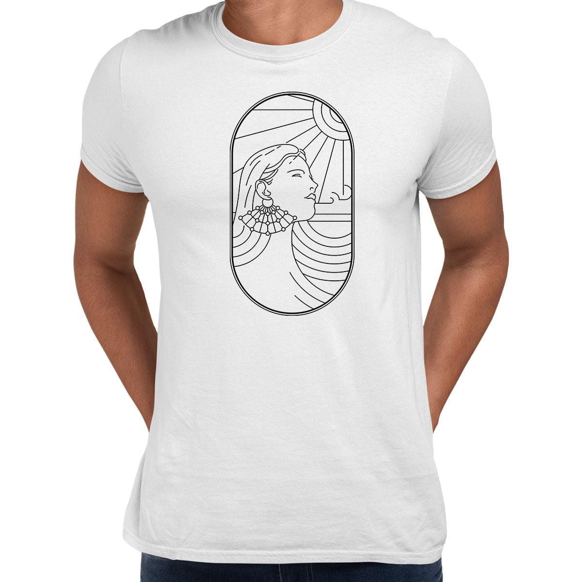 Art Deco Elegant Portraits Unisex T-shirt Golden Nostalgia Soft Line Design 2 - Kuzi Tees