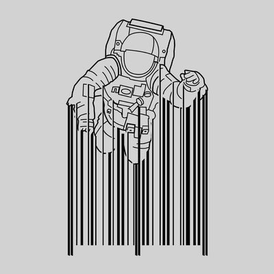 Astronaut with barcode T-Shirt Black & White t-shirt design - Kuzi Tees