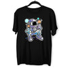 Retro Astronaut with Ice Cream Planets Unisex Nostalgia White Black & Grey T-shirt - Kuzi Tees