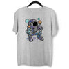 Retro Astronaut with Ice Cream Planets Unisex Nostalgia White Black & Grey T-shirt - Kuzi Tees