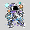 Retro Astronaut with Ice Cream Planets Unisex Nostalgia White Black & Grey T-shirt - Kuzi Tees