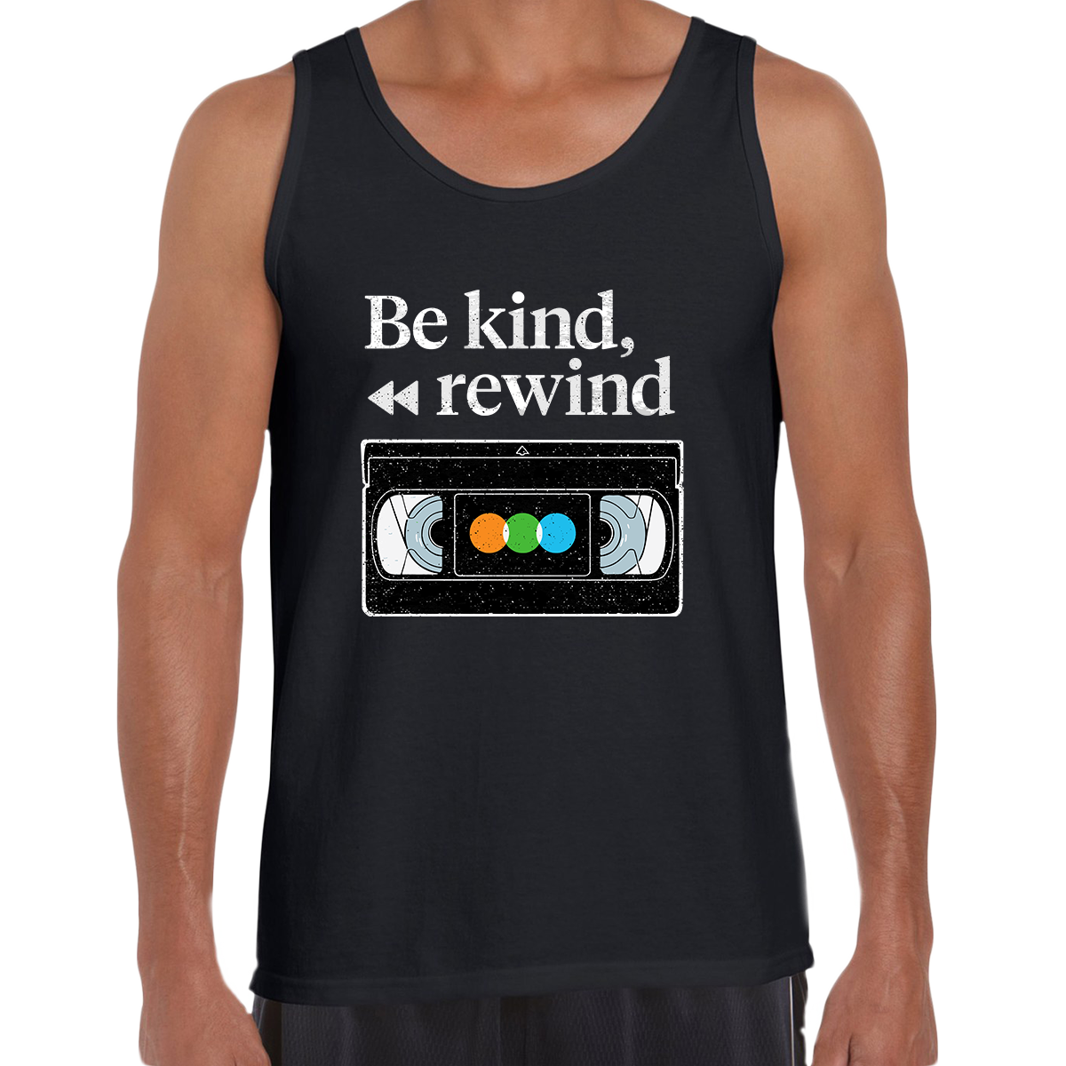VHS Cassette Retro Tank Top Be Kind Rewind Old Video Cassette tape Scotch, Fuji Grunding - Kuzi Tees