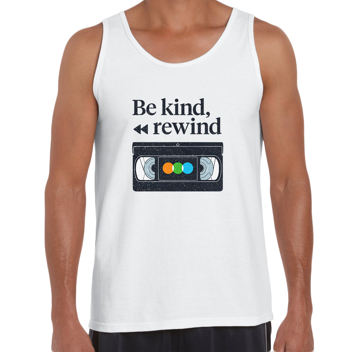 VHS Cassette Retro Tank Top Be Kind Rewind Old Video Cassette tape Scotch, Fuji Grunding - Kuzi Tees