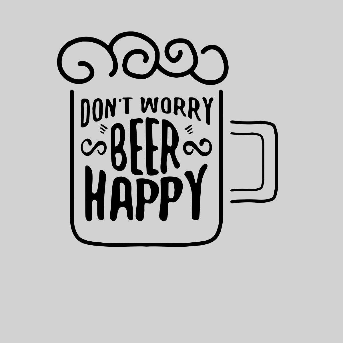 Don't worry Beer happy Mens Funny T-Shirt Novelty Joke T-Shirt Rude Gift Him Dad Birthday Slogan Unisex T-Shirt - Kuzi Tees
