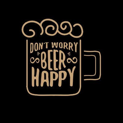Don't worry Beer happy Mens Funny T-Shirt Novelty Joke T-Shirt Rude Gift Him Dad Birthday Slogan Unisex T-Shirt - Kuzi Tees