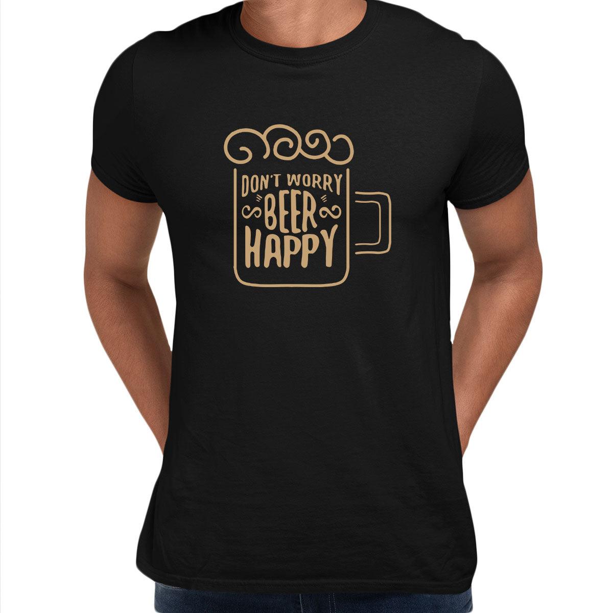 Don't worry Beer happy Mens Funny T-Shirt Novelty Joke T-Shirt Rude Gift Him Dad Birthday Slogan Unisex T-Shirt - Kuzi Tees