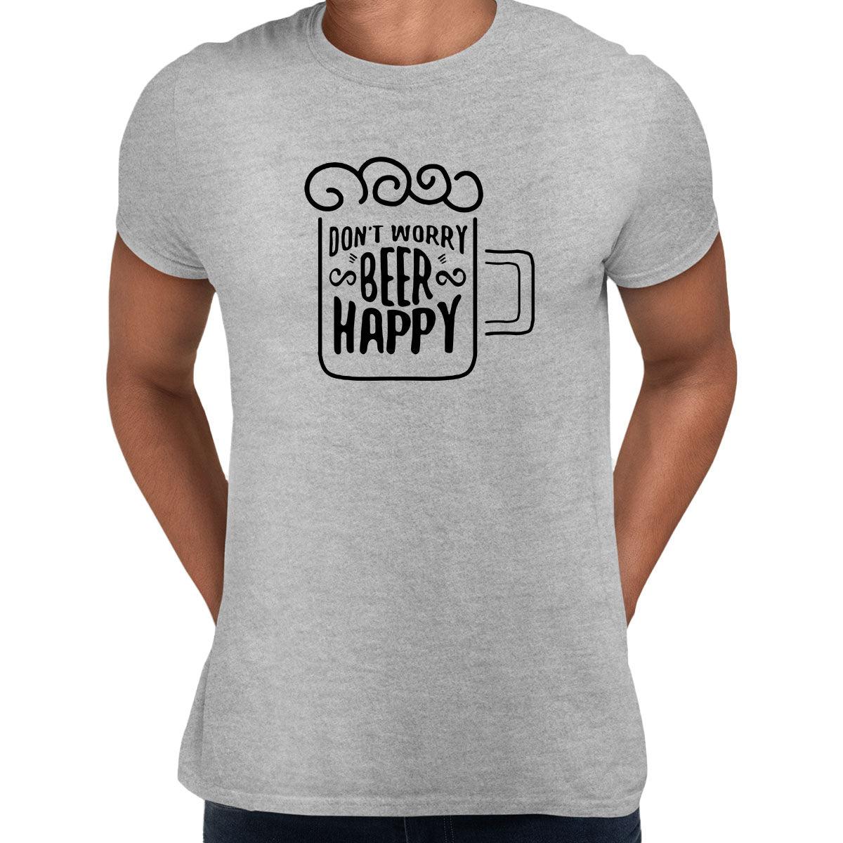 Don't worry Beer happy Mens Funny T-Shirt Novelty Joke T-Shirt Rude Gift Him Dad Birthday Slogan Unisex T-Shirt - Kuzi Tees