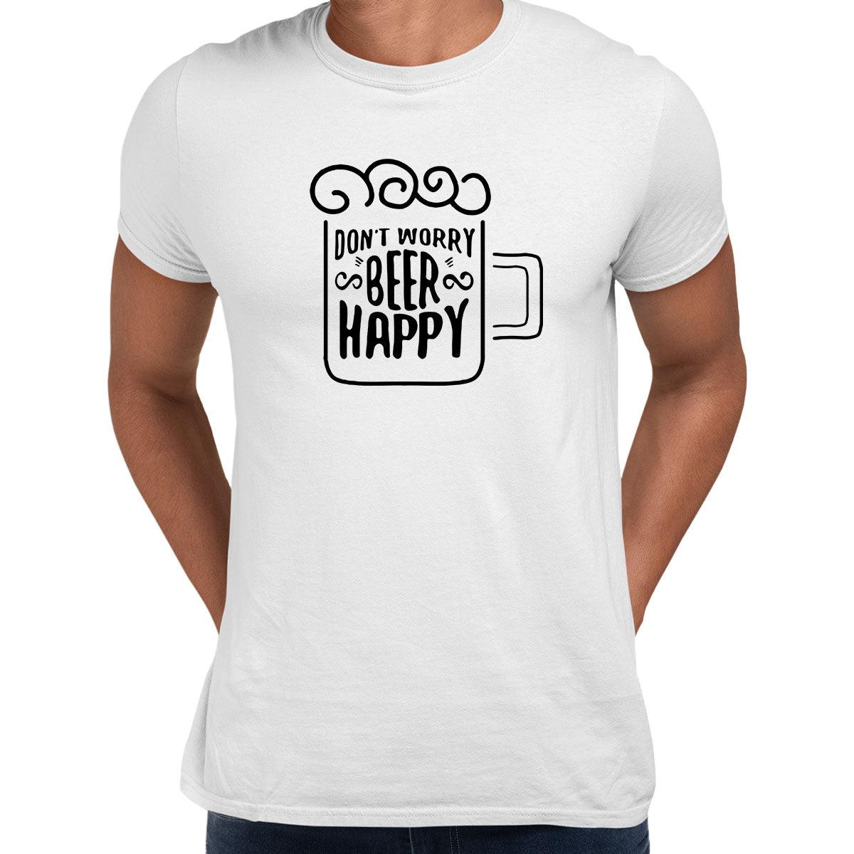 Don't worry Beer happy Mens Funny T-Shirt Novelty Joke T-Shirt Rude Gift Him Dad Birthday Slogan Unisex T-Shirt - Kuzi Tees