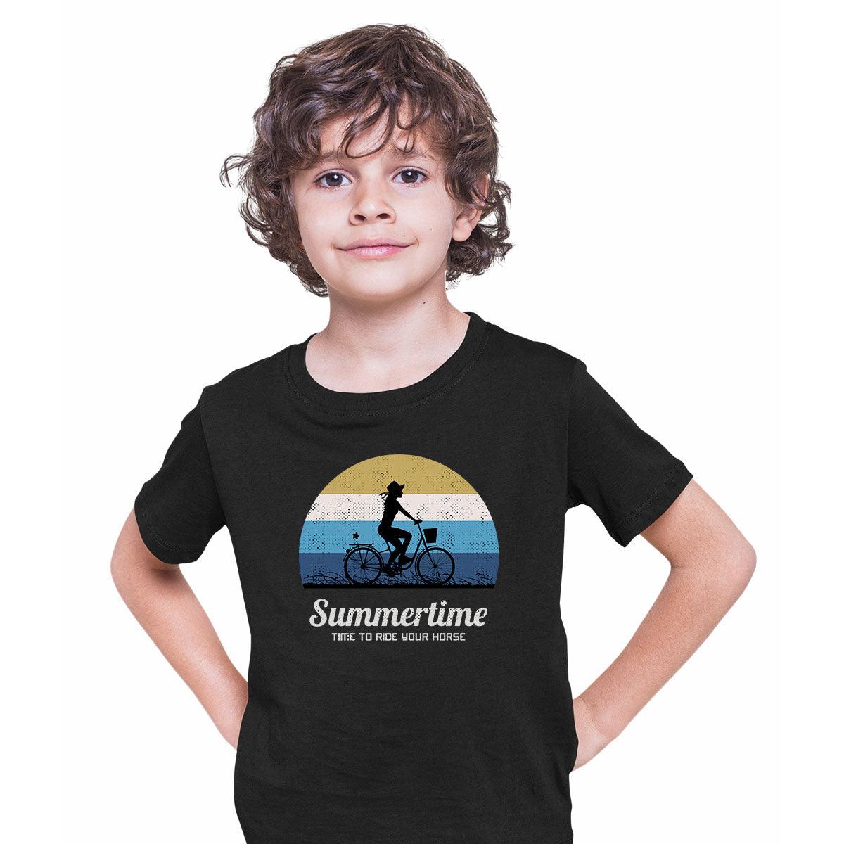 Cycling T-Shirt Summertime - Time to Ride Bicycle Racer Road T-shirt for Kids - Kuzi Tees
