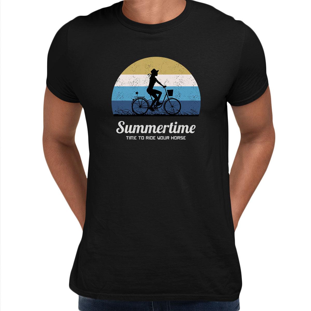 Cycling T-Shirt Summertime - Time to Ride Bicycle Racer Road Adult Unisex T-Shirt - Kuzi Tees