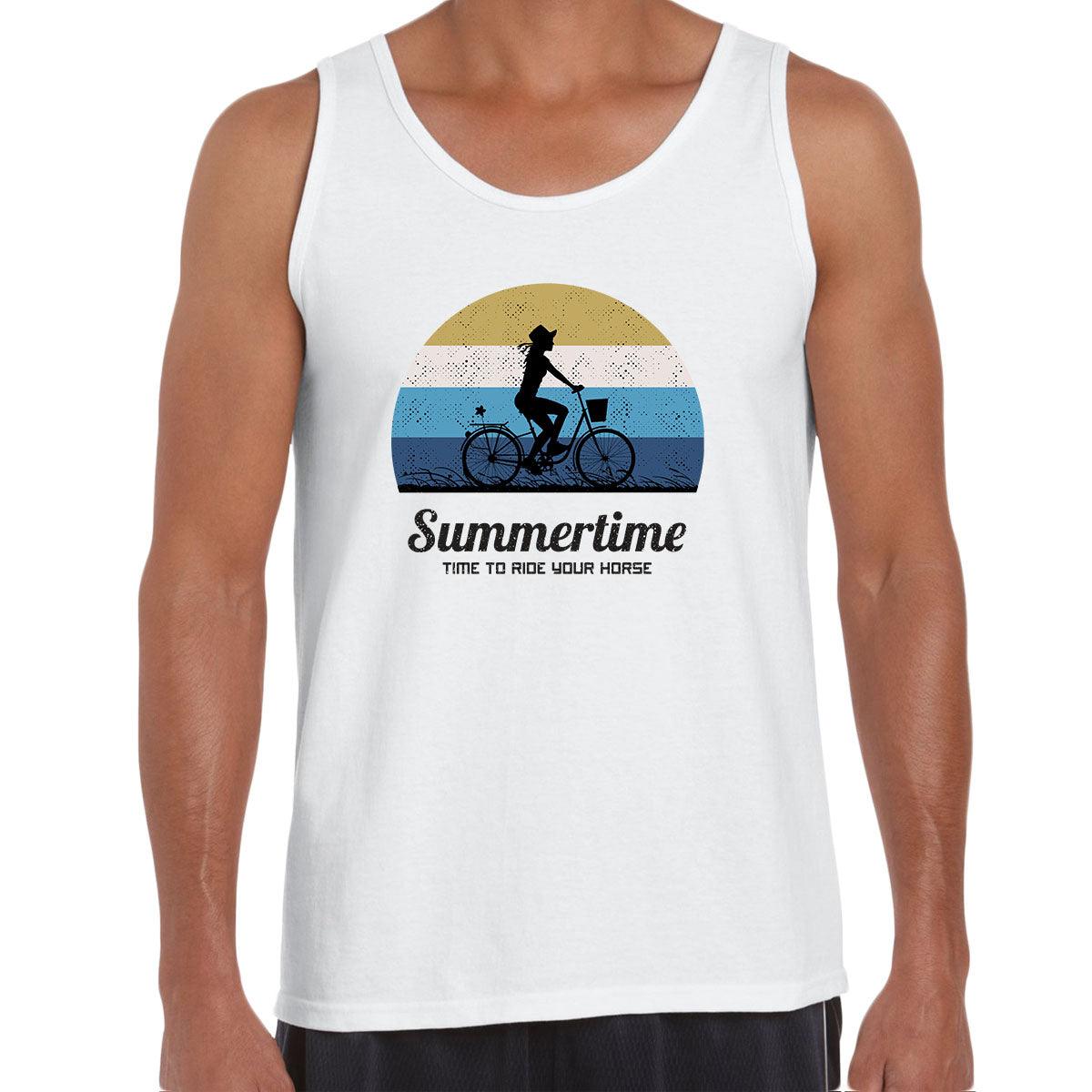 Cycling Summertime - Time to Ride Bicycle Racer Road Adult Unisex Tank Top - Kuzi Tees