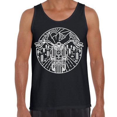 Biker Motorcycle Nature Adventure Minimal Art Drawing Tank Top - Kuzi Tees
