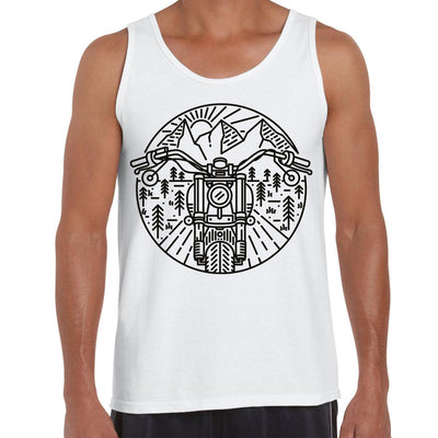 Biker Motorcycle Nature Adventure Minimal Art Drawing Tank Top - Kuzi Tees