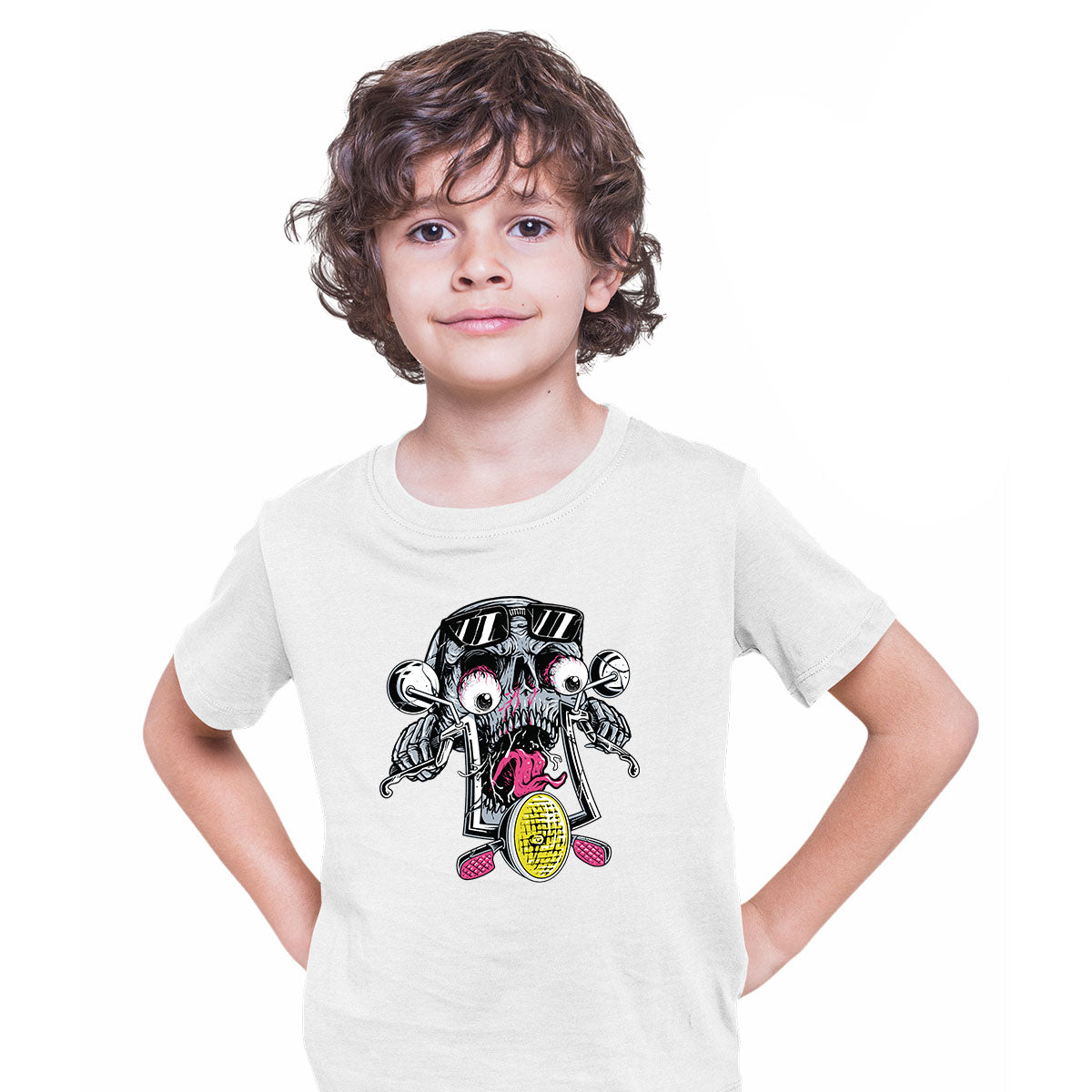 Skull Bike Biker Motorbike Motorcycle Enthusiast Custom Bike Kid's Tee - Kuzi Tees