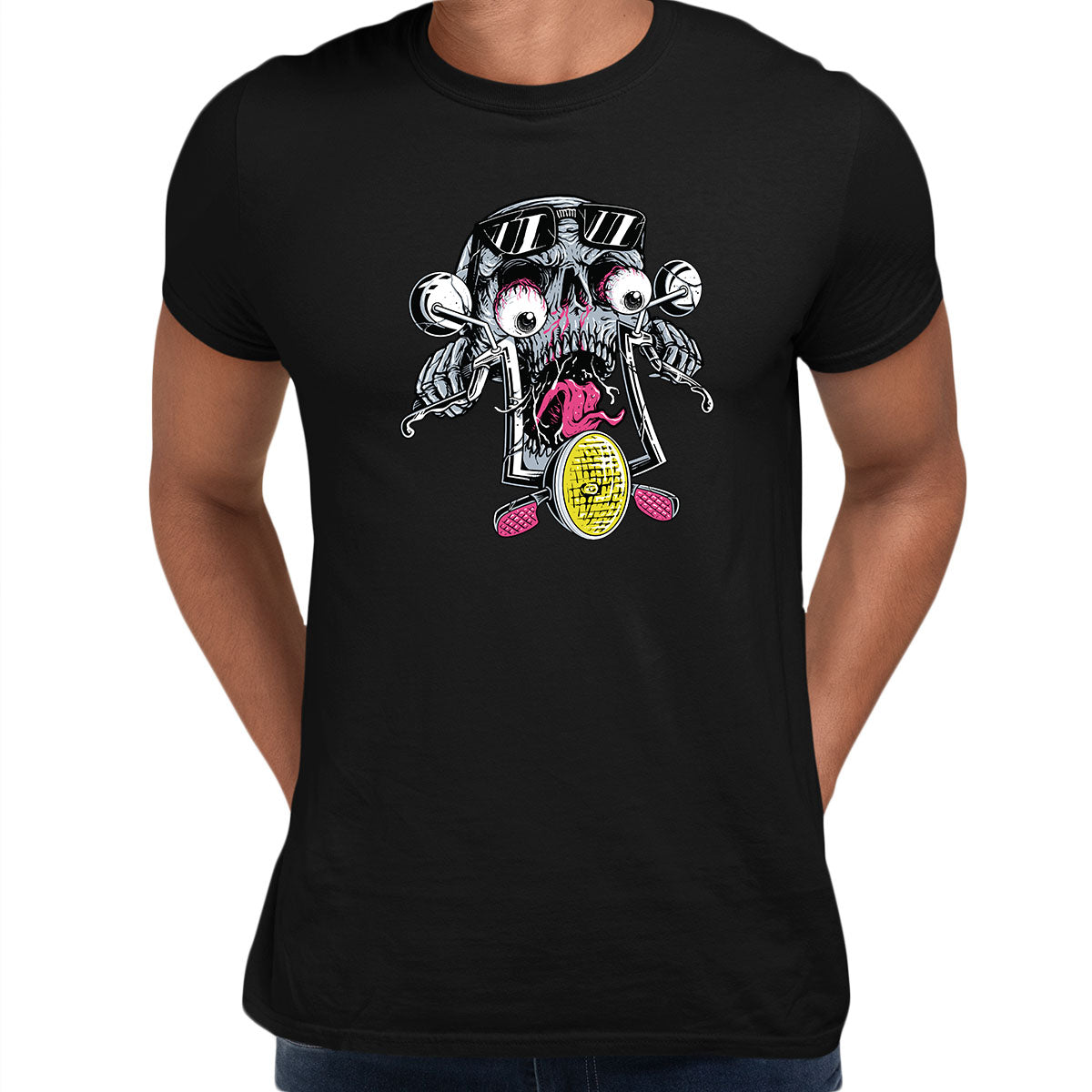 Skull Bike T-Shirt Mens Biker Motorbike Motorcycle Enthusiast Custom Bike Top - Kuzi Tees
