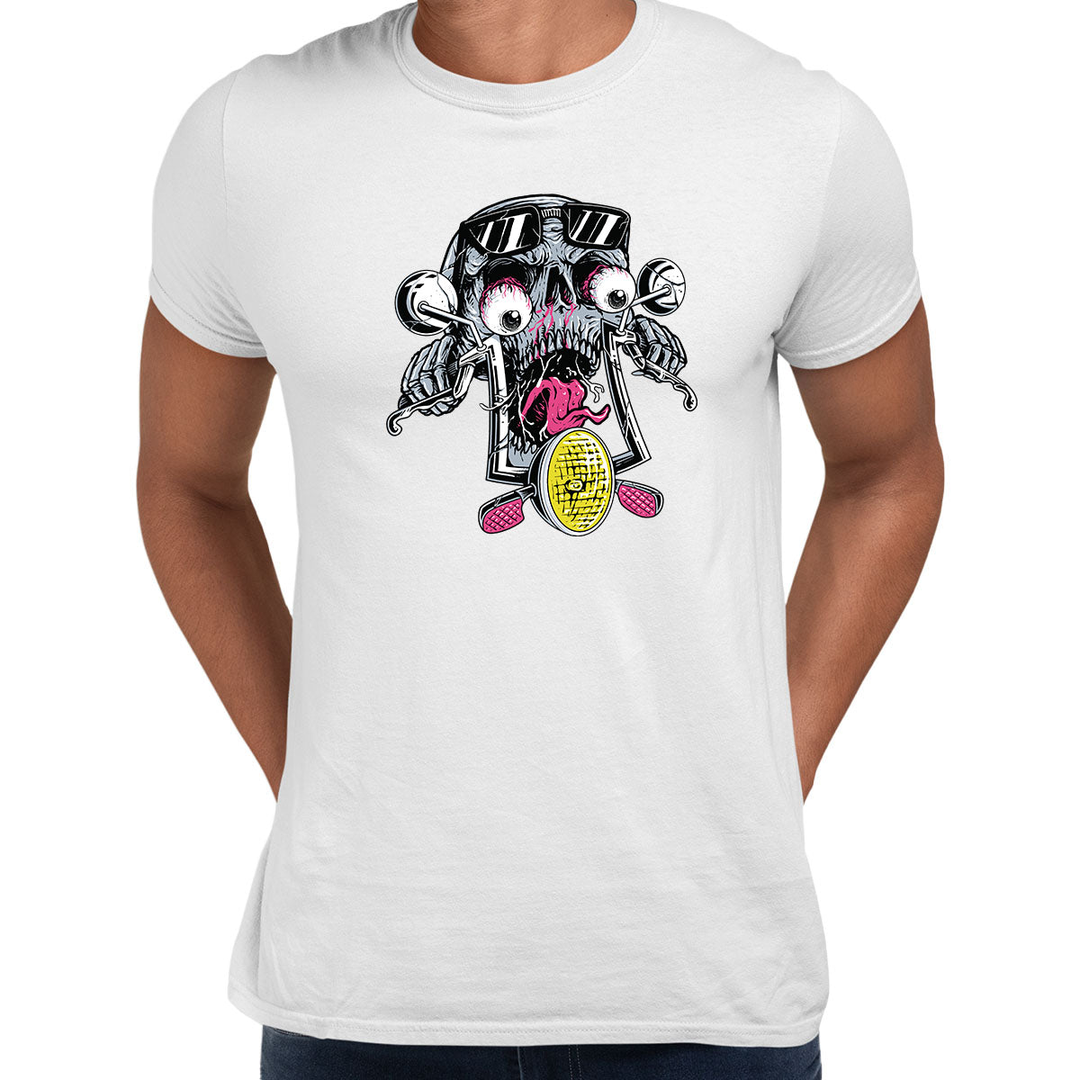 Skull Bike T-Shirt Mens Biker Motorbike Motorcycle Enthusiast Custom Bike Top - Kuzi Tees