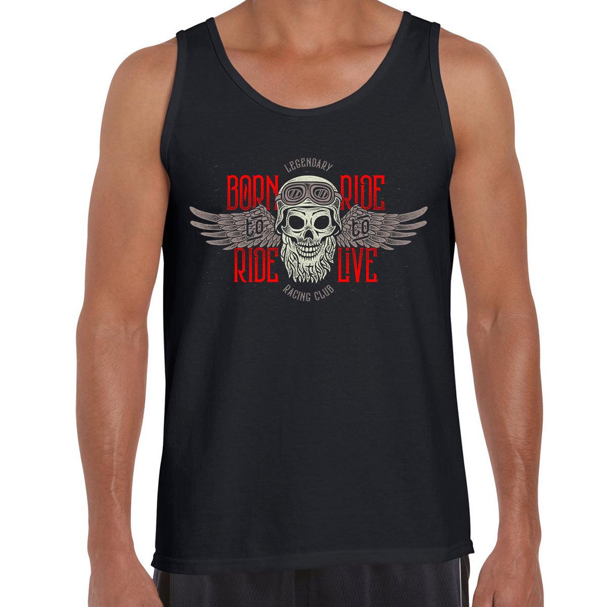 Biking beard skull wearing a biker helmet Tank Top - Kuzi Tees