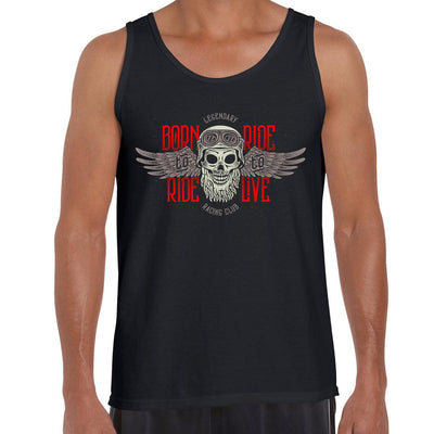 Biking beard skull wearing a biker helmet Tank Top - Kuzi Tees