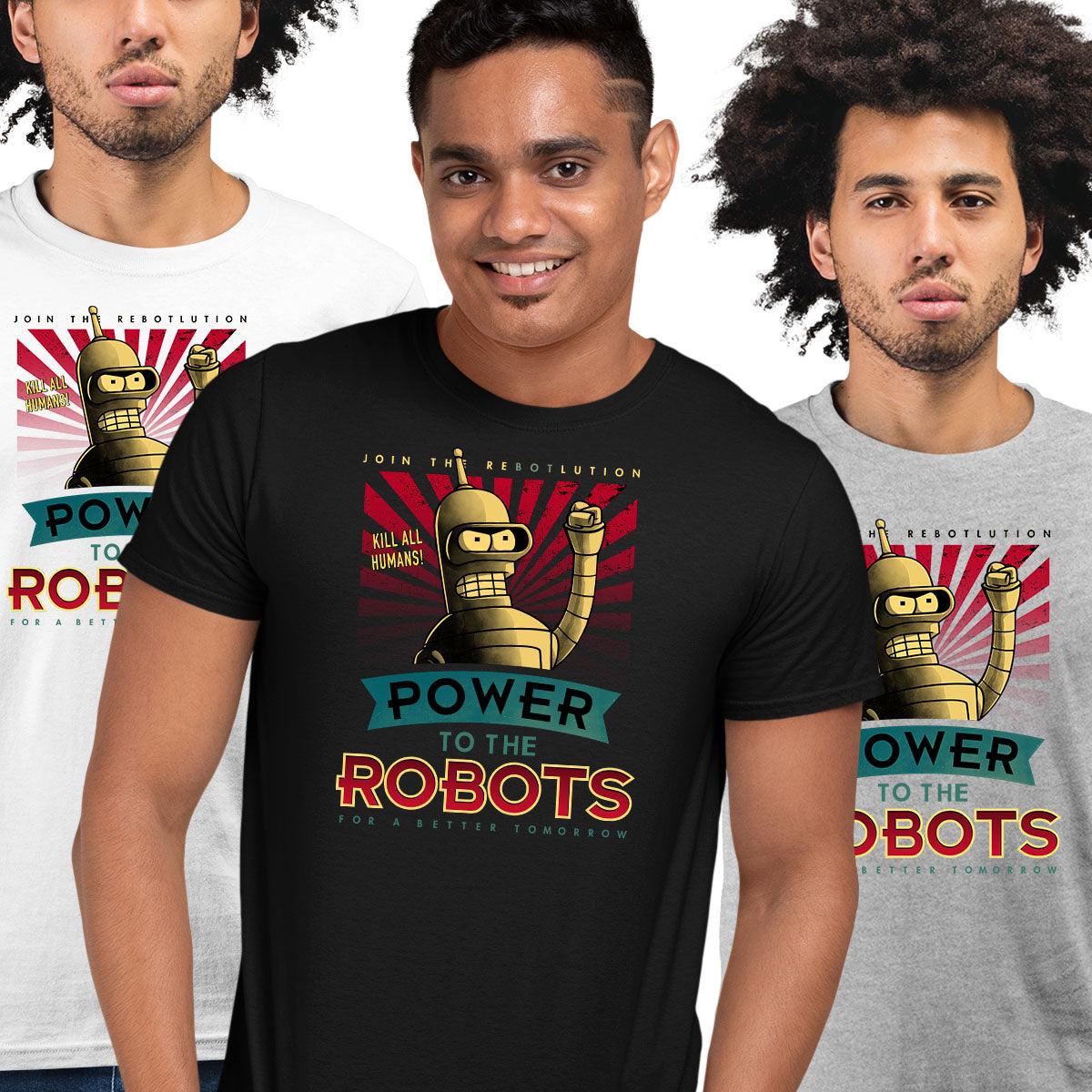 Futurama Bender T-shirt Power To The Robots Funny Cute Gifts - Kuzi Tees