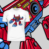 BoomBox Retro Vintage Robot Cassette Player Music Nostalgia White Black & Grey T-shirt - Kuzi Tees