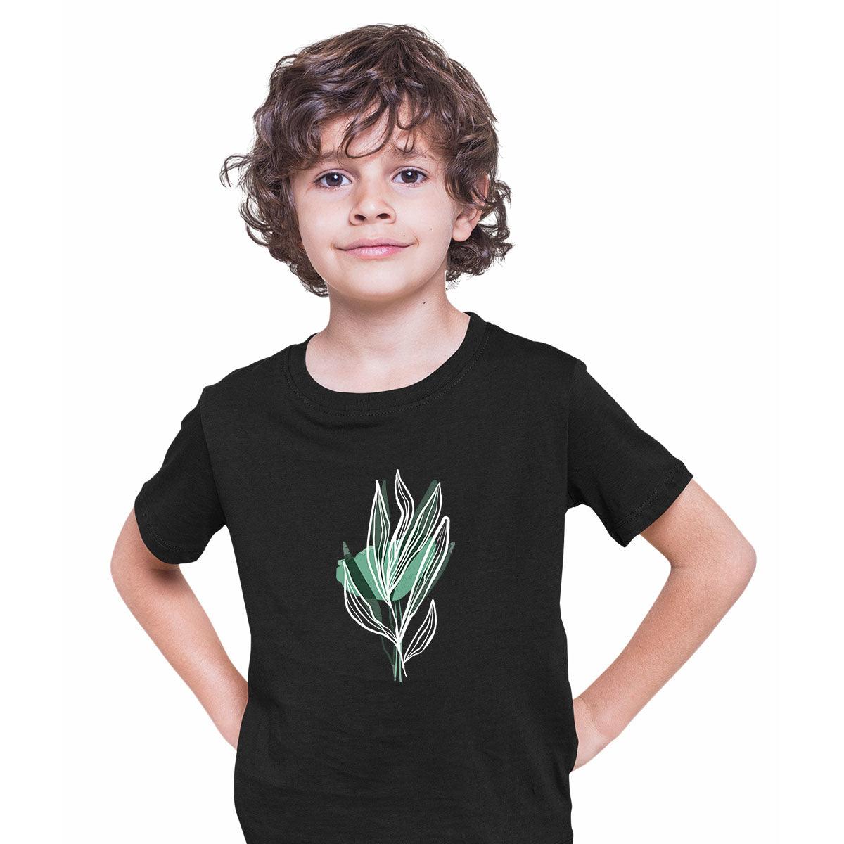 Botanical Leaf Floral T-Shirt Summer Colorful Art Print Plant Abstract T-shirt for Kids - Kuzi Tees