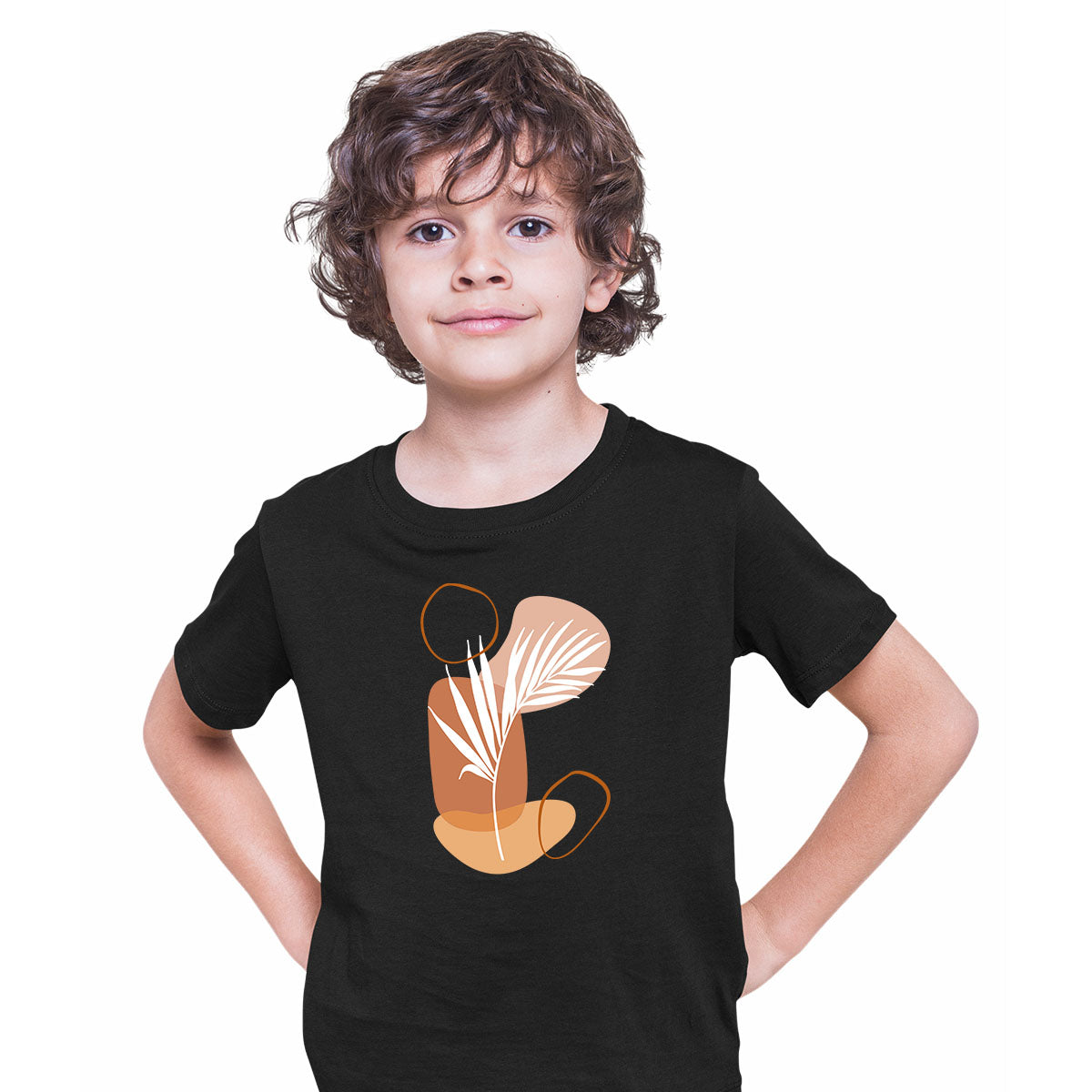 Minimal Botanical Plant Art Print T-Shirt Abstract Flower Short Round Neck Funny T-shirt for Kids - Kuzi Tees