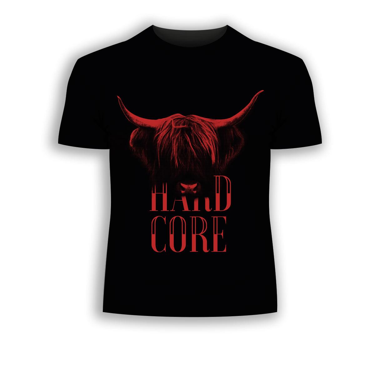 Hard Core Bull - Halftone Animal Hard Core T-Shirt - Kuzi Tees