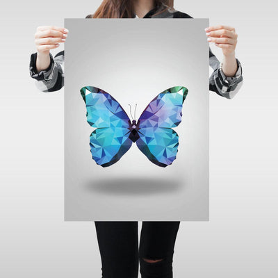 Geometric Butterfly Low Poly A2 Print Poster Wall Art Triangular Abstract Unique - Kuzi Tees