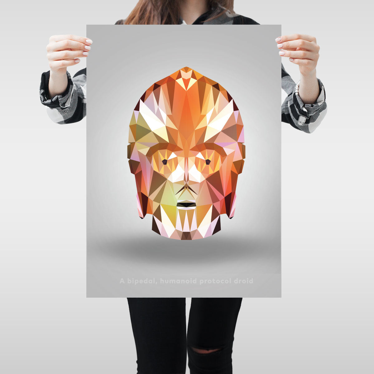 Low Poly CP3O Art Print Original Wall Unique Star Wars A2 Graphic Design - Kuzi Tees