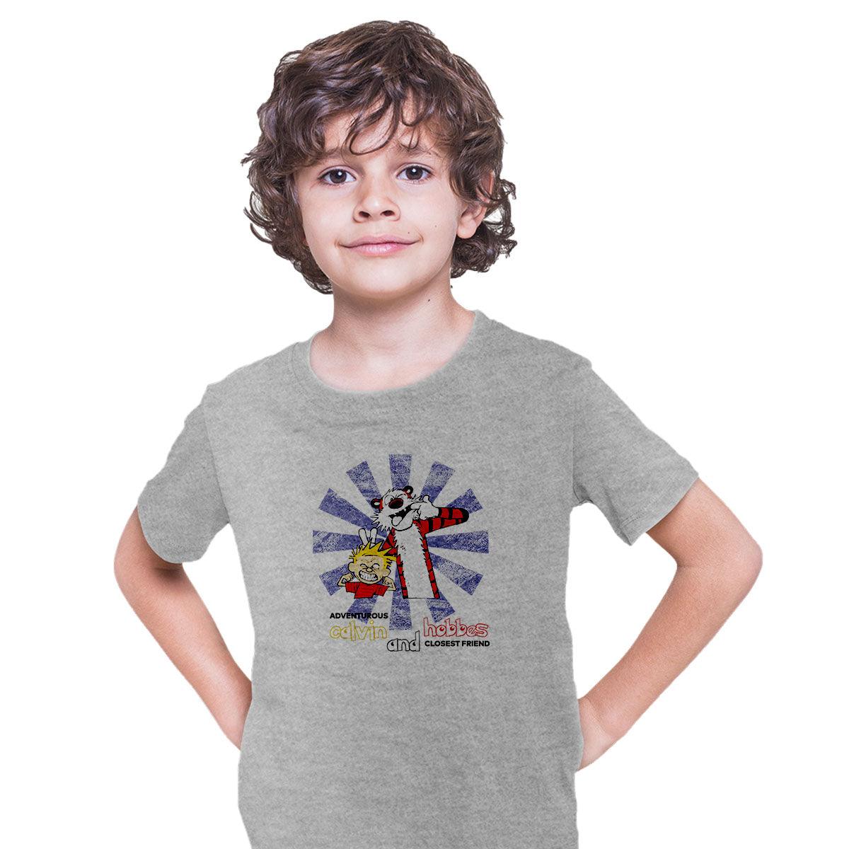 Calvin and Hobbes Retro Tee Action Adventure Funny Gift Typography T-shirt for Kids - Kuzi Tees