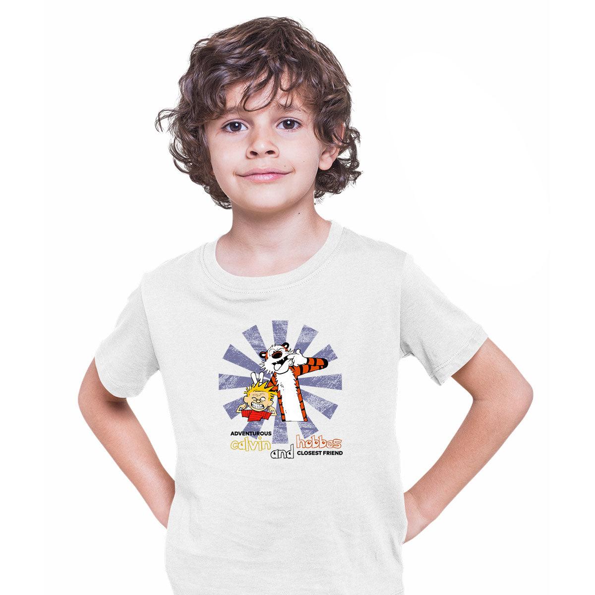 Calvin and Hobbes Retro Tee Action Adventure Funny Gift Typography T-shirt for Kids - Kuzi Tees
