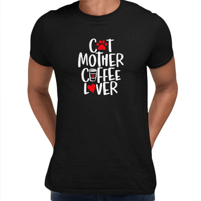 Cat Mother Coffee Lover Mens Funny T-Shirt Novelty Joke T-Shirt Rude Gift Him Dad Birthday Slogan Unisex T-Shirt - Kuzi Tees