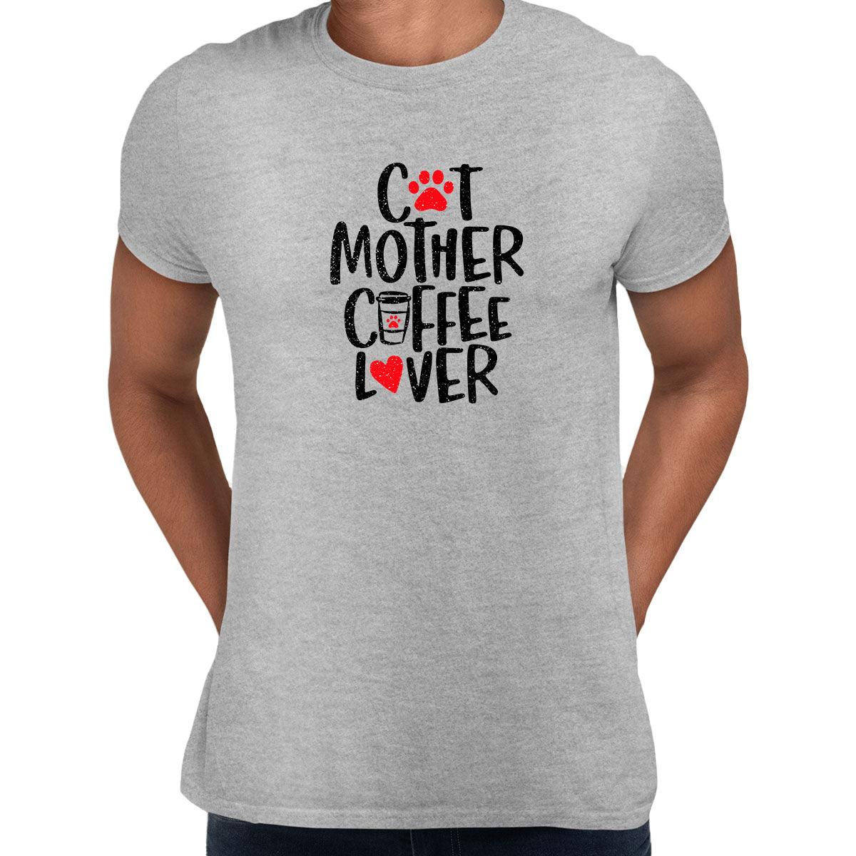 Cat Mother Coffee Lover Mens Funny T-Shirt Novelty Joke T-Shirt Rude Gift Him Dad Birthday Slogan Unisex T-Shirt - Kuzi Tees