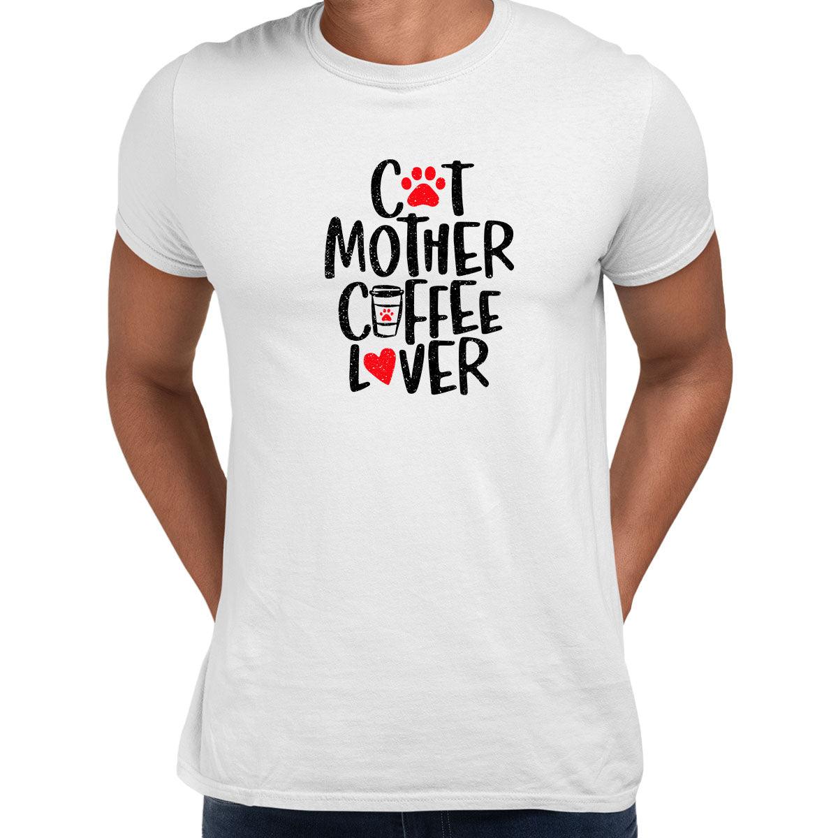 Cat Mother Coffee Lover Mens Funny T-Shirt Novelty Joke T-Shirt Rude Gift Him Dad Birthday Slogan Unisex T-Shirt - Kuzi Tees