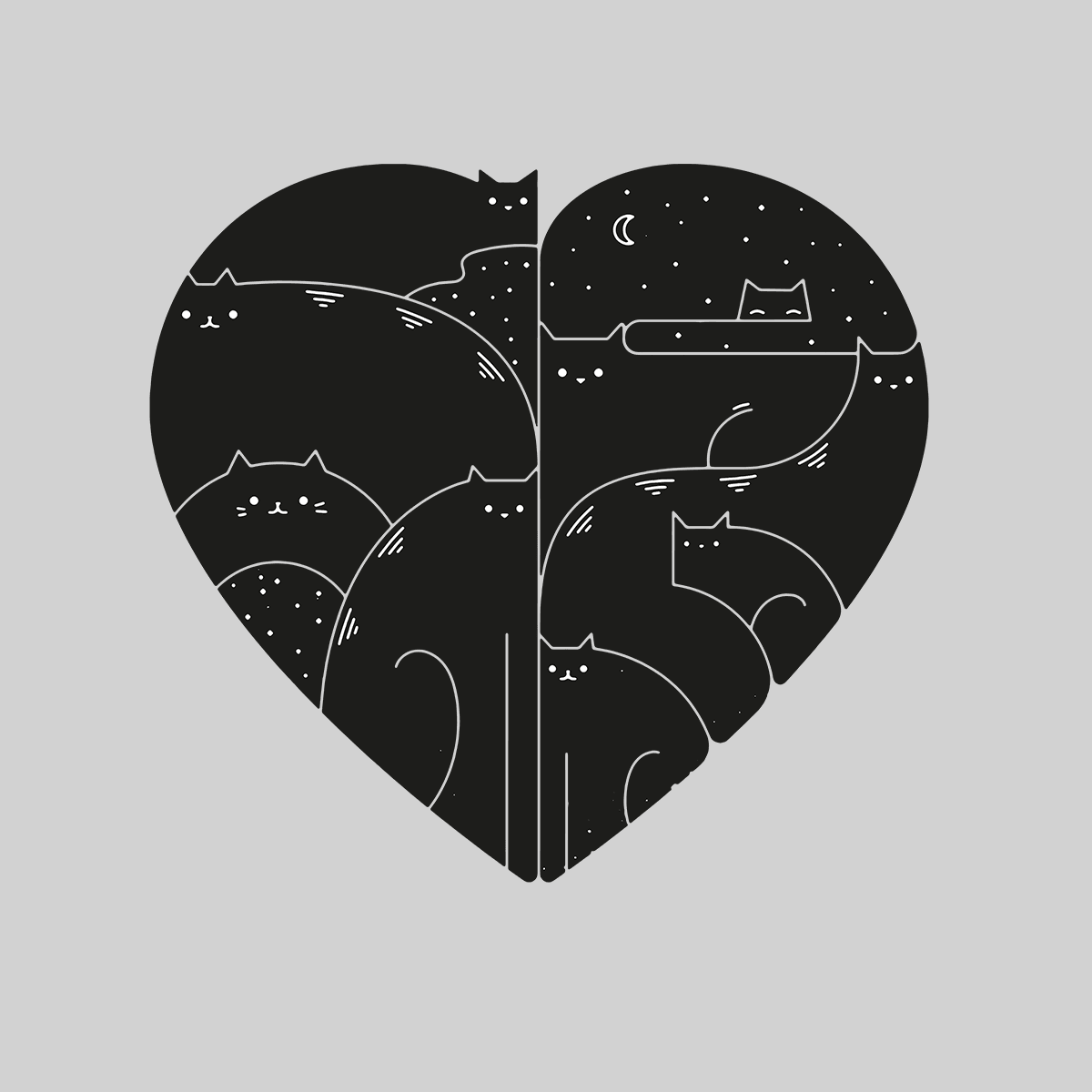 CUTE Cats Lovers Minimal Heart Shape Animal Unisex Tank Top - Kuzi Tees