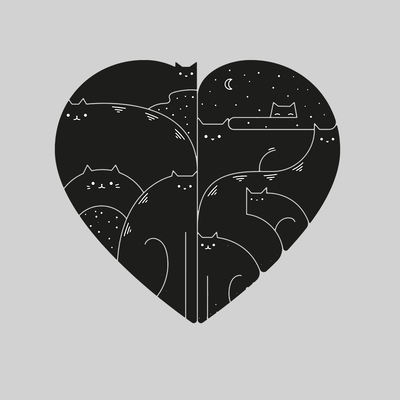 CUTE Cats Lovers Minimal Heart Shape Animal Unisex Tank Top - Kuzi Tees