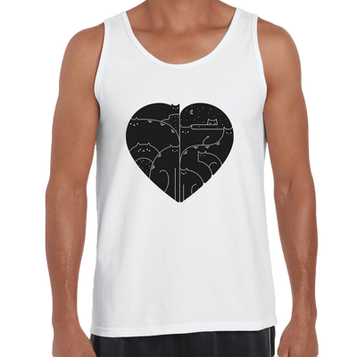 CUTE Cats Lovers Minimal Heart Shape Animal Unisex Tank Top - Kuzi Tees