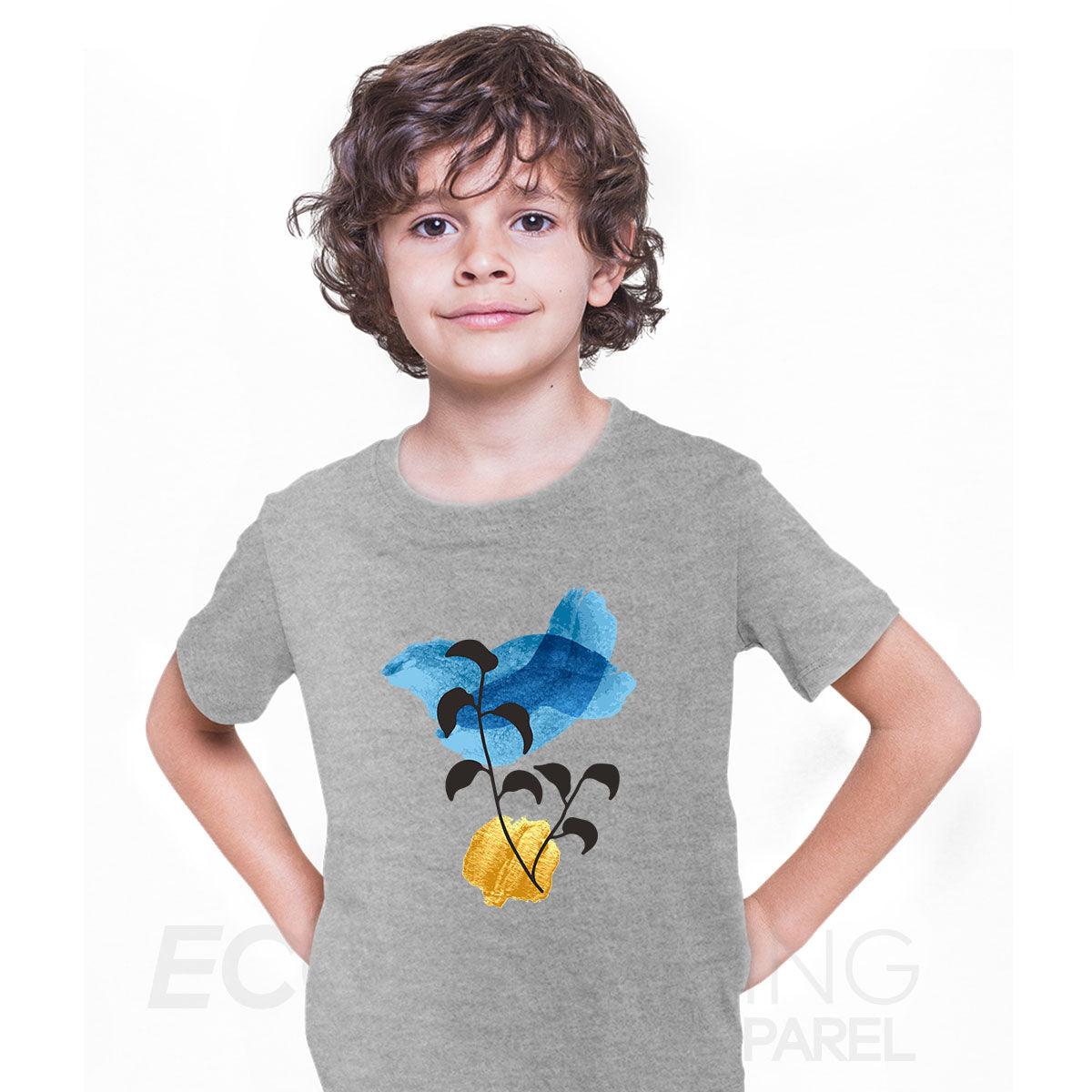 Botanical Flowers Leaves Abstract Novelty Crew Neck Birthday Summer T-shirt for Kids - Kuzi Tees