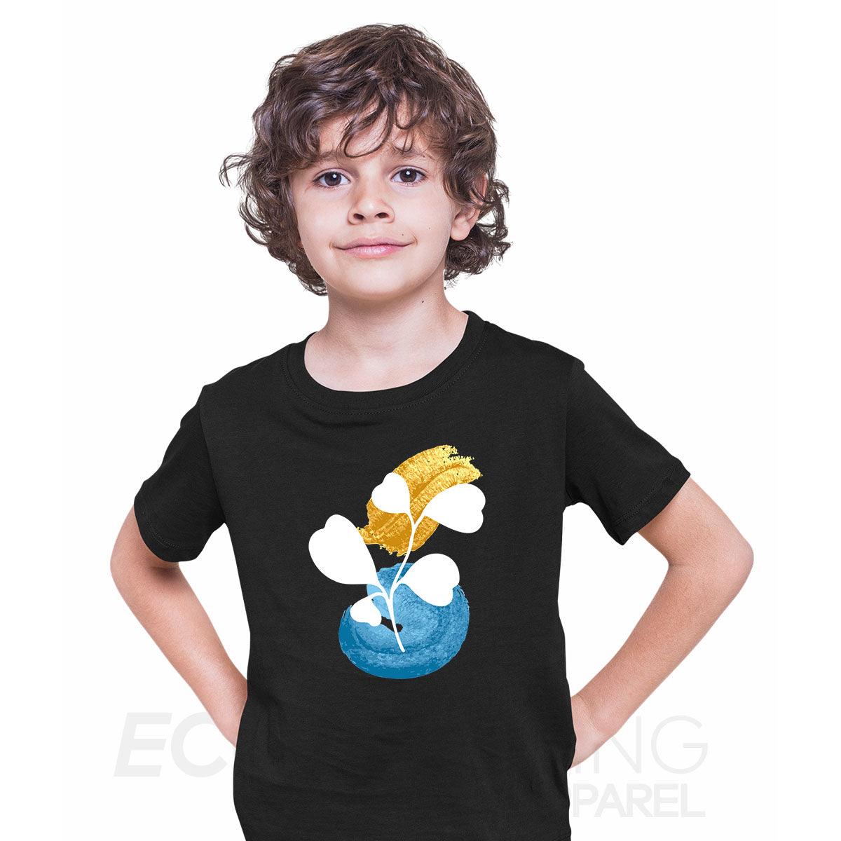 Botanical Blue Flower Plant Abstract T-shirt Novelty Crew Neck Birthday Summer T-shirt for Kids - Kuzi Tees