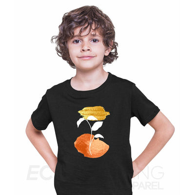 Botanical Design Tee Flowers Leaves Abstract Novelty Crew Neck Birthday T-shirt for Kids - Kuzi Tees