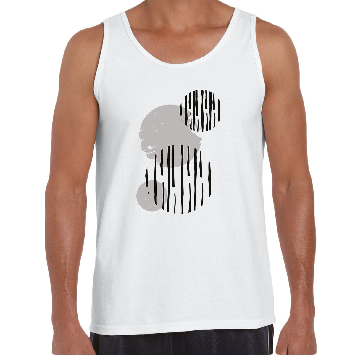 Modern Art Circles Print Abstract Round Neck Funny Birthday Gift Geometric Unisex Tank Top - Kuzi Tees