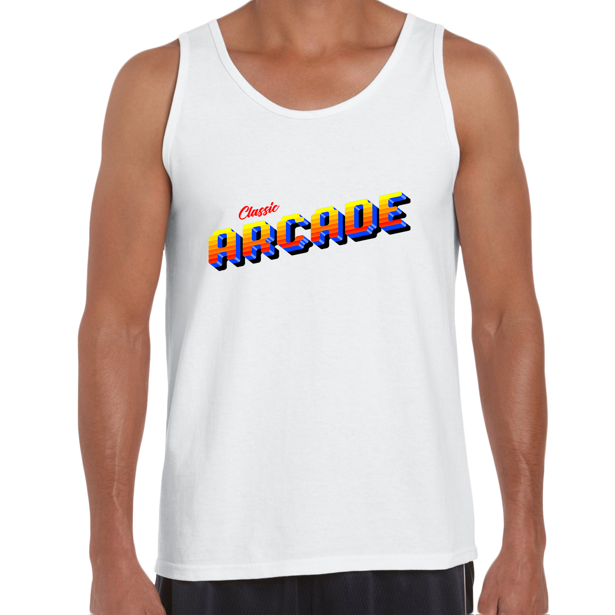 Vintage Arcade Sign Retro 80's Style Crew Neck Tank Top - Kuzi Tees