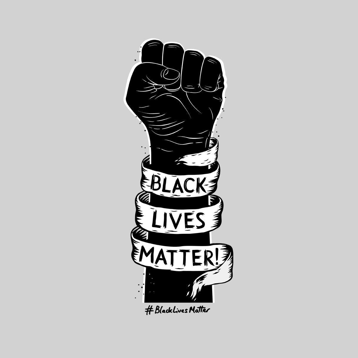 Closed Palm Black Lives Matter Anti Racism Protest Black & White T-Shirt - Kuzi Tees