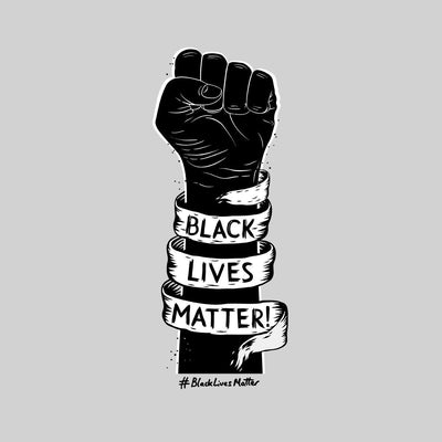 Closed Palm Black Lives Matter Anti Racism Protest Black & White T-Shirt - Kuzi Tees