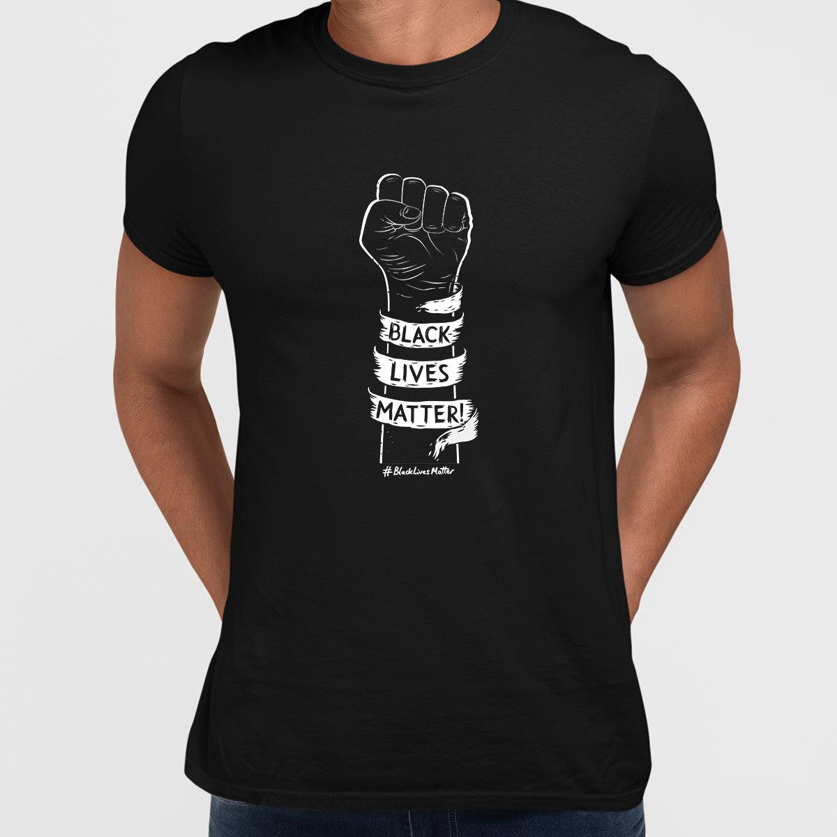 Closed Palm Black Lives Matter Anti Racism Protest Black & White T-Shirt - Kuzi Tees