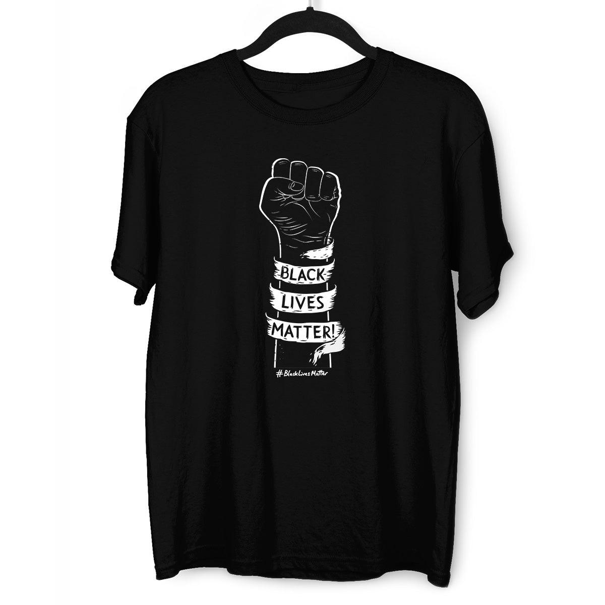 Closed Palm Black Lives Matter Anti Racism Protest Black & White T-Shirt - Kuzi Tees